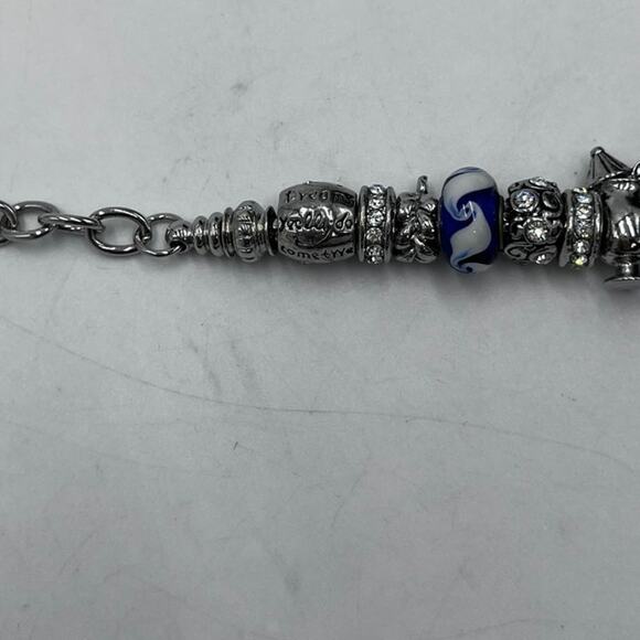 Vacation Cruise‎ Ship Anchor Pina Colada Wine Blue White Euro Charm Bracelet - Picture 5 of 10
